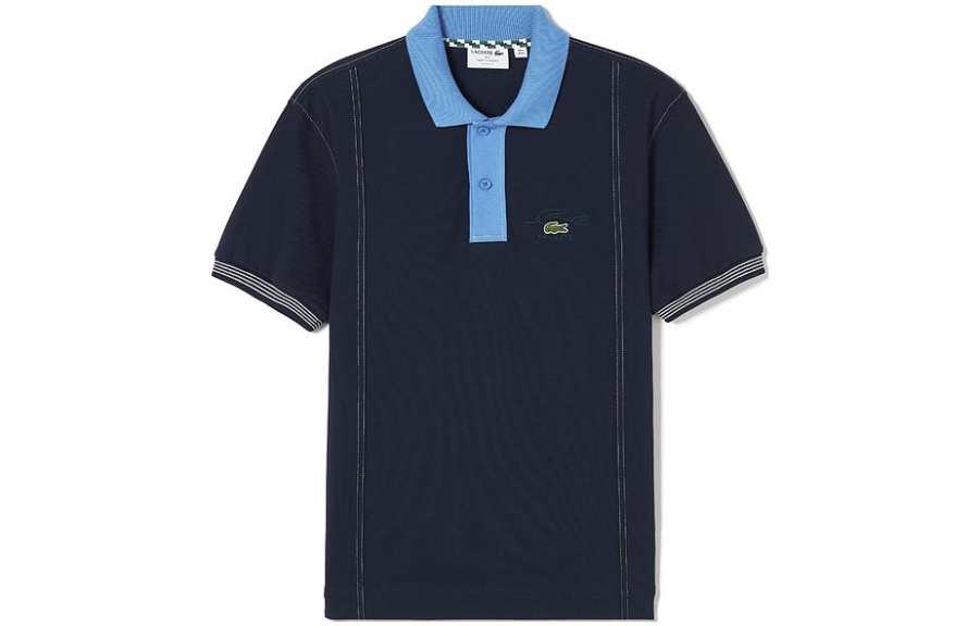 LACOSTE Polo Shirts Men's Navy Blue Polo Collar Moderate Other