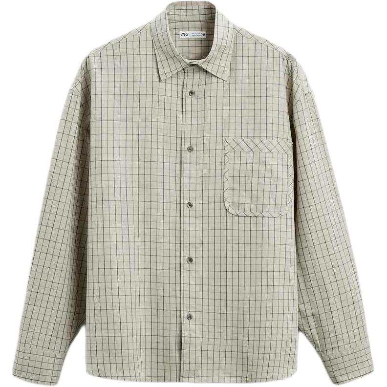 ZARA Shirts Men's Green Lapel Moderate Other