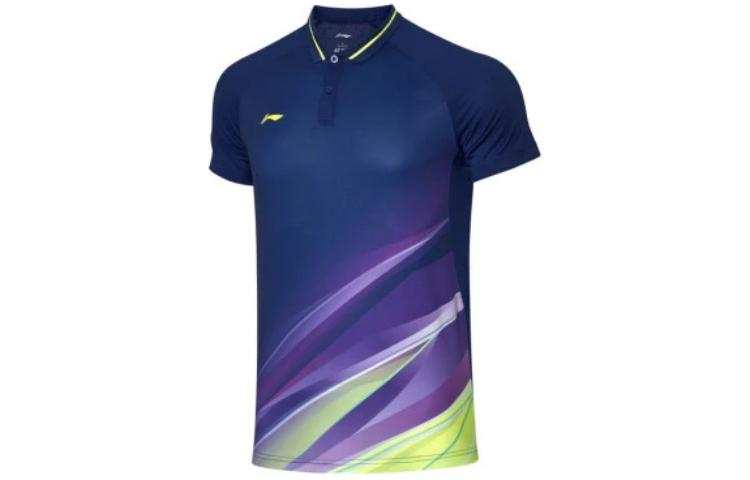 Li-Ning Li Ning Badminton Collection Polo Shirts Men's Blue Polo Collar Moderate Straight Fit