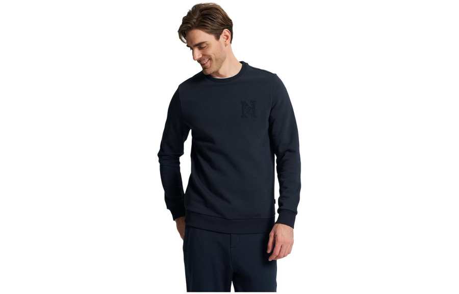 NAUTICA Nodika, Fall Brushed Letter Print Crew Neck Casual Base Layer Pullover Fleece Lined Sweatshirt Men's