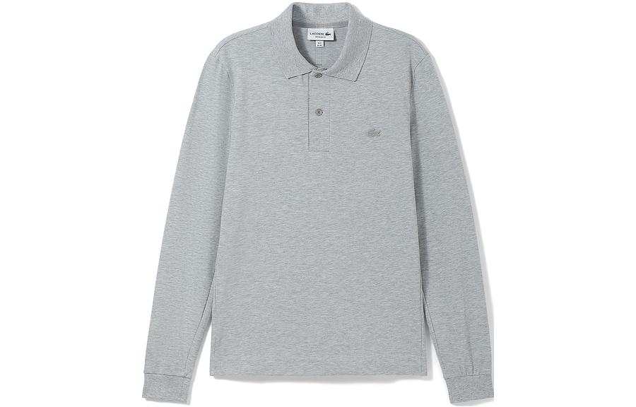 LACOSTE Polo Shirts Men's Gray/CCA Polo Collar Moderate Straight Fit
