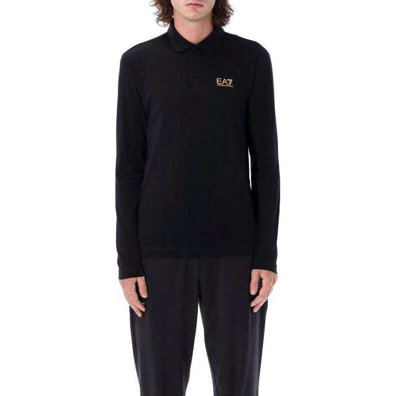 EMPORIO ARMANI Logo Printed Long Sleeved Polo Shirt