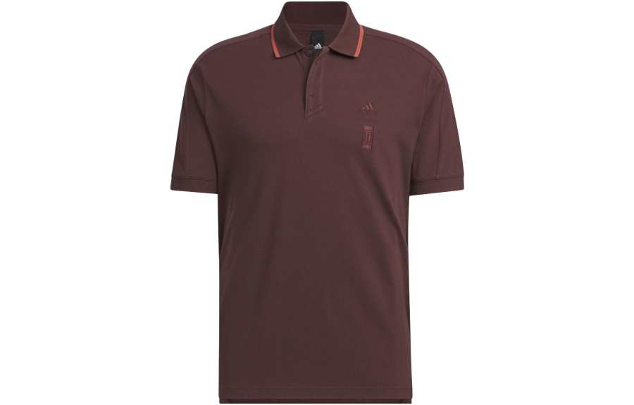 Adidas Adidas Polo Shirts Men's Dark Gray Brown Polo Collar Moderate Straight Fit