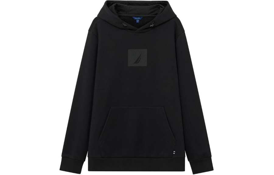 NAUTICA Nodika Logo Print Brushed Comfortable Casual Fleece Lined Hooded Knitted Fabric Sweatshirt Men's