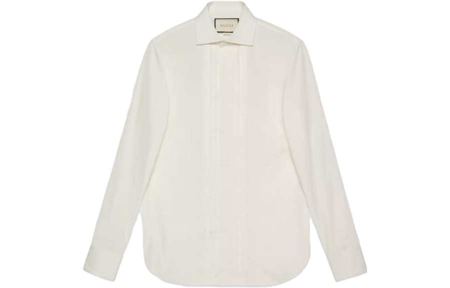 GUCCI Shirts Men's White Lapel Moderate Shirt