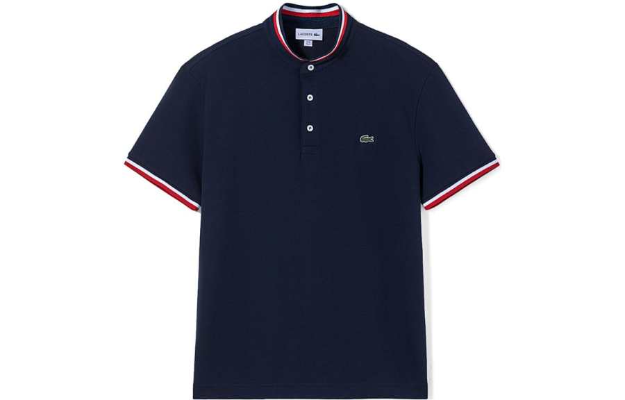 LACOSTE Polo Shirts Men's Navy Blue Polo Collar Moderate Straight Fit