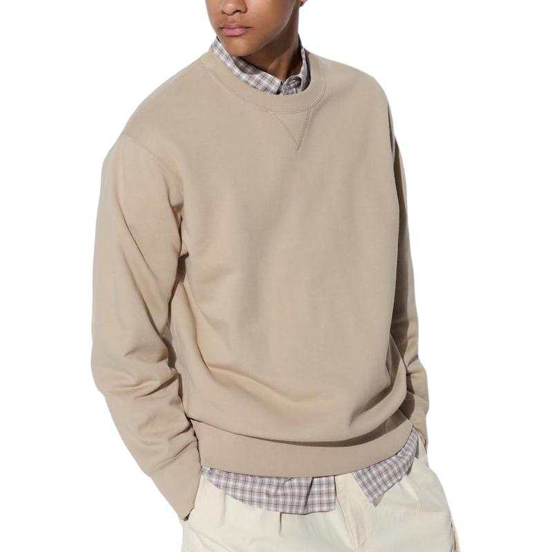 UNIQLO Sweatshirts Men's Beige Crew Neck Moderate Other