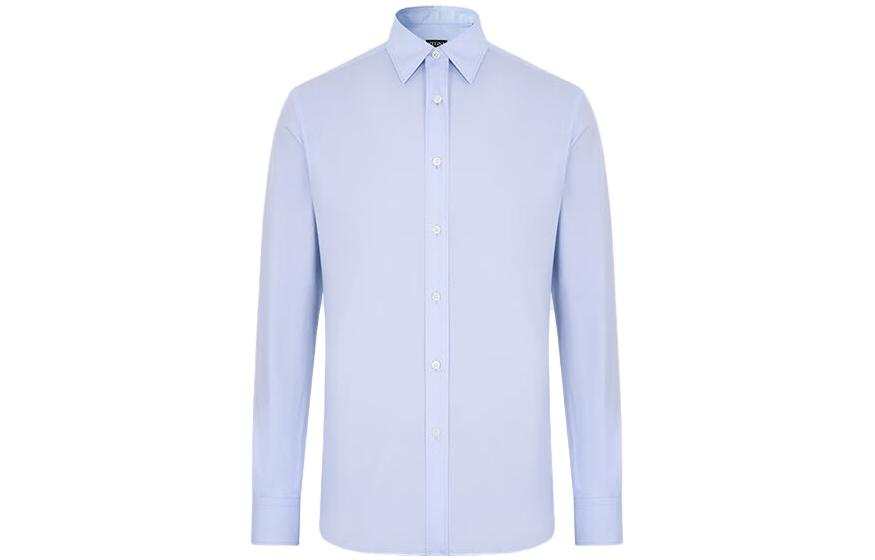 Zzegna Shirts Men's Blue Pointed Collar Moderate Other