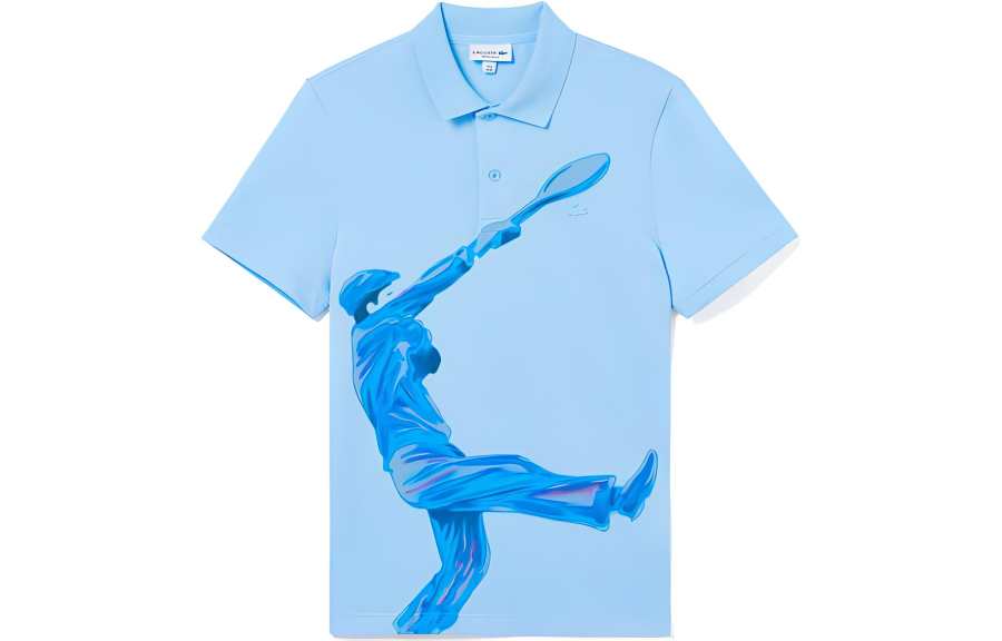 LACOSTE Polo Shirts Men's HBP/Sky Blue Polo Collar Moderate Straight Fit