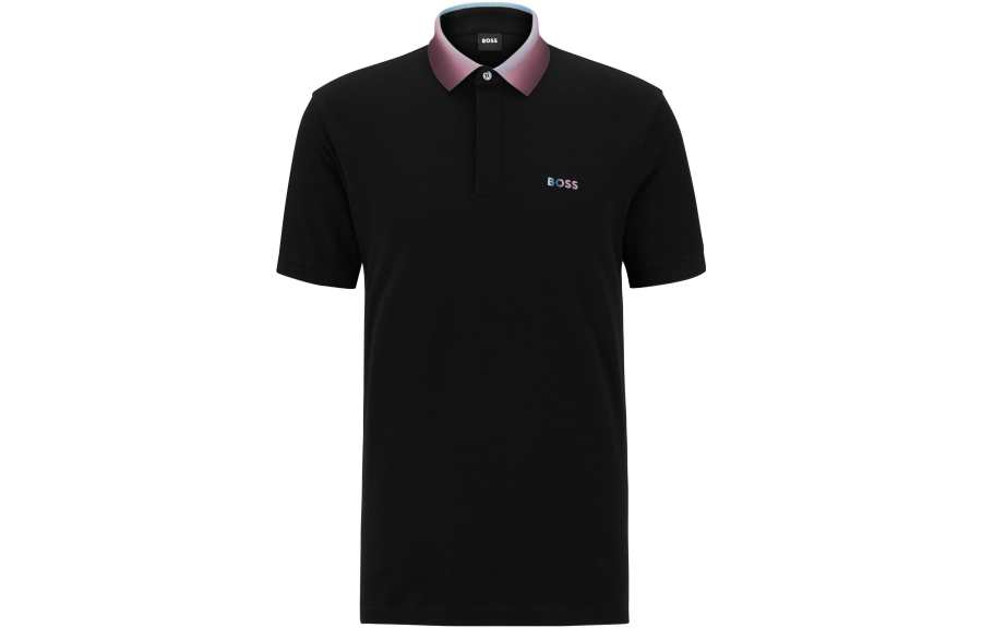 HUGO BOSS SS23 Men's Logo-Embroidered Polo Shirt Black