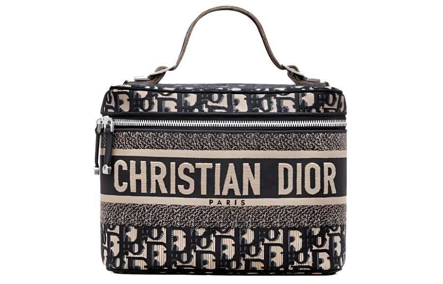 DIOR DiorTravel Canvas Makeup Bag, Travel Storage Bag, Handbag, Toiletry Bag Women's Black