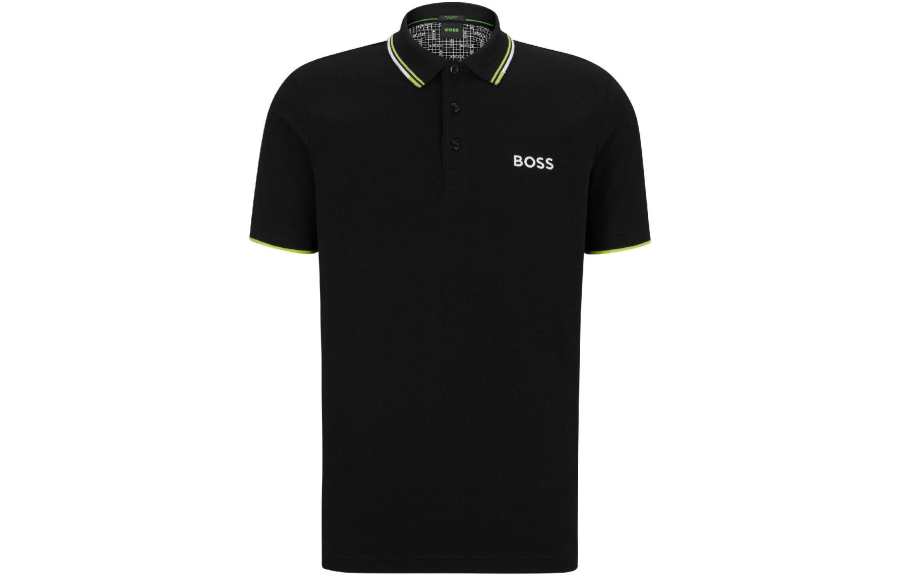 HUGO BOSS SS23 Polo Shirts Men's Black Polo Collar Moderate Straight Fit