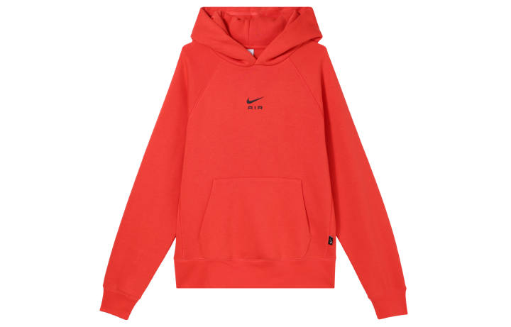 Nike Nike Air Solid Color Logo Label Fleece Lined Hood Sweatshirt Men's Light Red