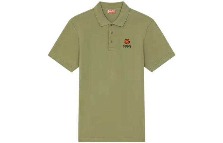 KENZO Polo Shirts Men's Green Polo Collar Moderate