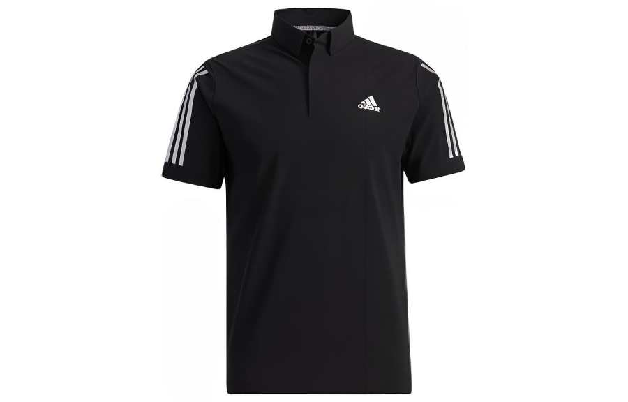 Adidas Adidas Polo Shirts Men's Black Polo Collar Moderate Straight Fit