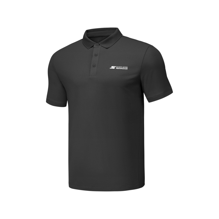 Skechers GODRI SS25 Polo Shirt Men's Carbon Black
