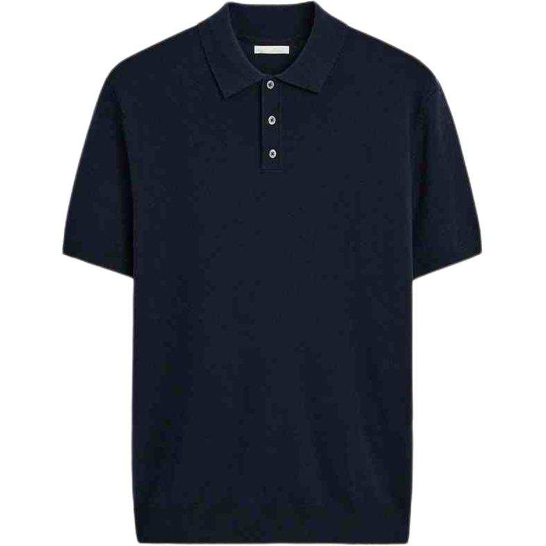 ZARA Polo Shirts Men's Sea Blue Lapel Moderate Straight Fit