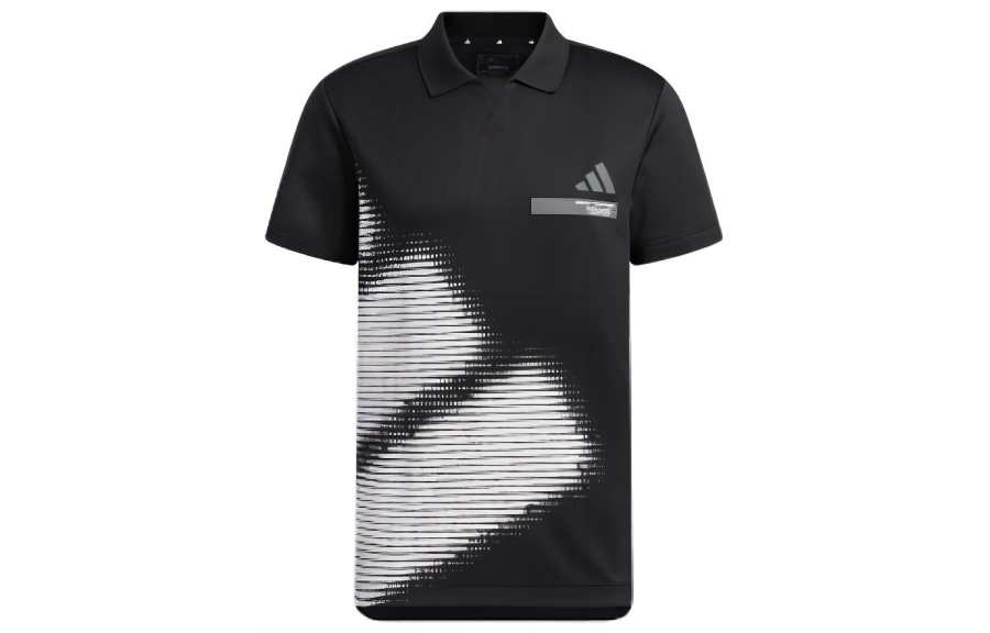 Adidas Adidas Polo Shirts Men's Black Polo Collar Moderate Straight Fit