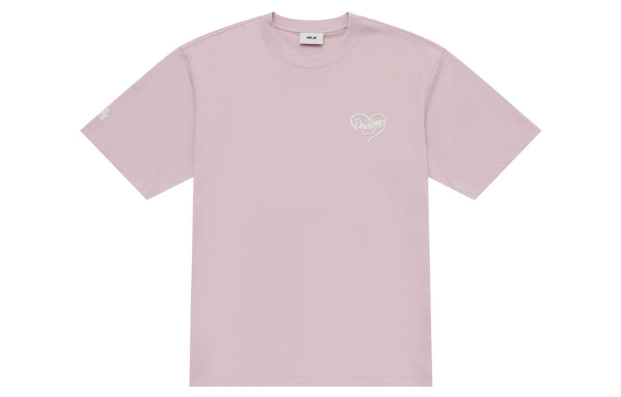 MLB Los Angeles Dodgers Heart SS25 T Shirt Unisex Heather Gray Pink