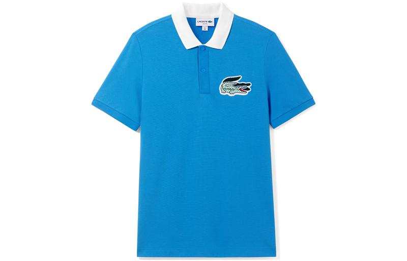 LACOSTE Polo Shirts Men's Blue Polo Collar Moderate Straight Fit