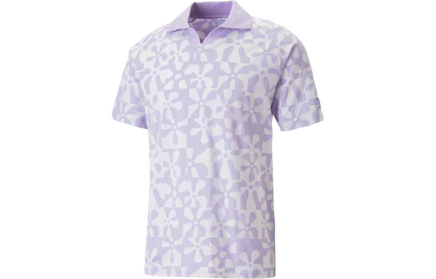 PUMA Polo Shirts Unisex Lavender Polo Collar Moderate Straight Fit