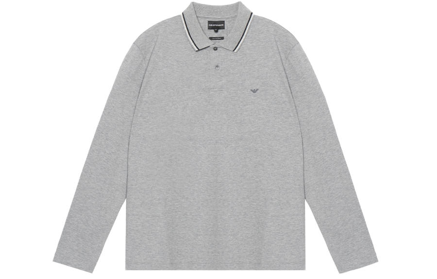 EMPORIO ARMANI Micro Eagle Embroidered Long-Sleeved Polo Shirt