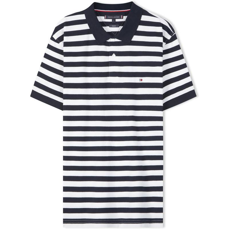 Tommy Hilfiger Polo Shirt Men's Black White Stripes