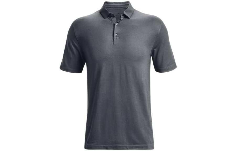 Under Armour Luxe Polo Shirts Men's Gray Crew Neck Thin Straight Fit
