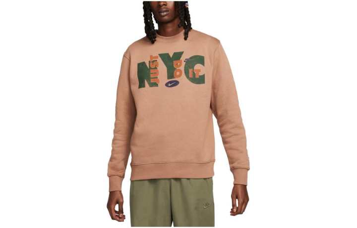 Nike Nike Sweatshirts Men's Brown Crew Neck Moderate Regular