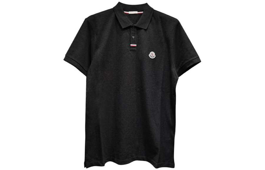 Moncler Polo Shirts Men's Black Polo Collar Moderate Straight Fit