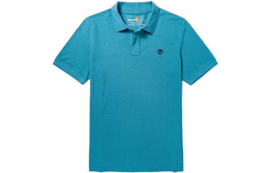 Timberland Polo Shirts Men's Storm Blue Polo Collar Moderate Straight Fit