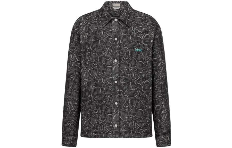 DIOR DIOR Shirts Men's Gray Lapel Moderate