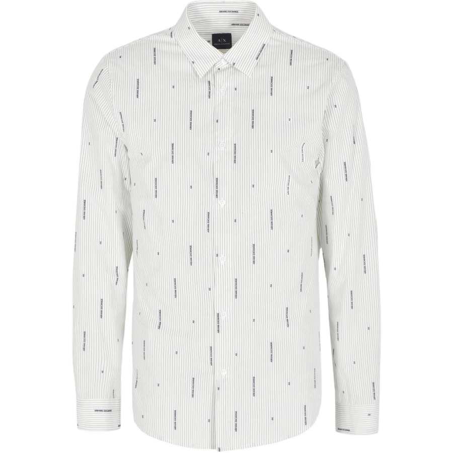 Armani Exchange logo-print striped cotton shirt