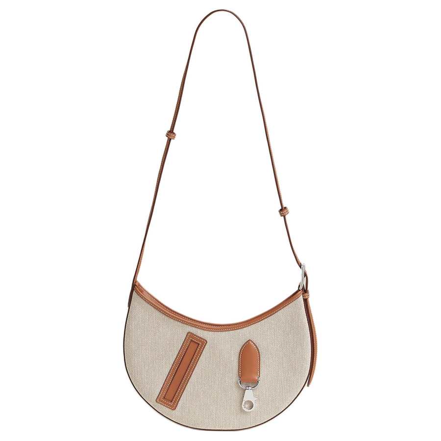 HERMES P'tit Arcon Canvas With Swift Calfskin Shoulder Bag Women's Light Brown & Beige & Gold