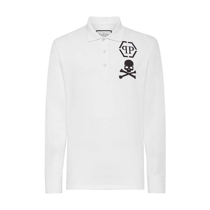 Philipp Plein logo-print long-sleeved polo shirt