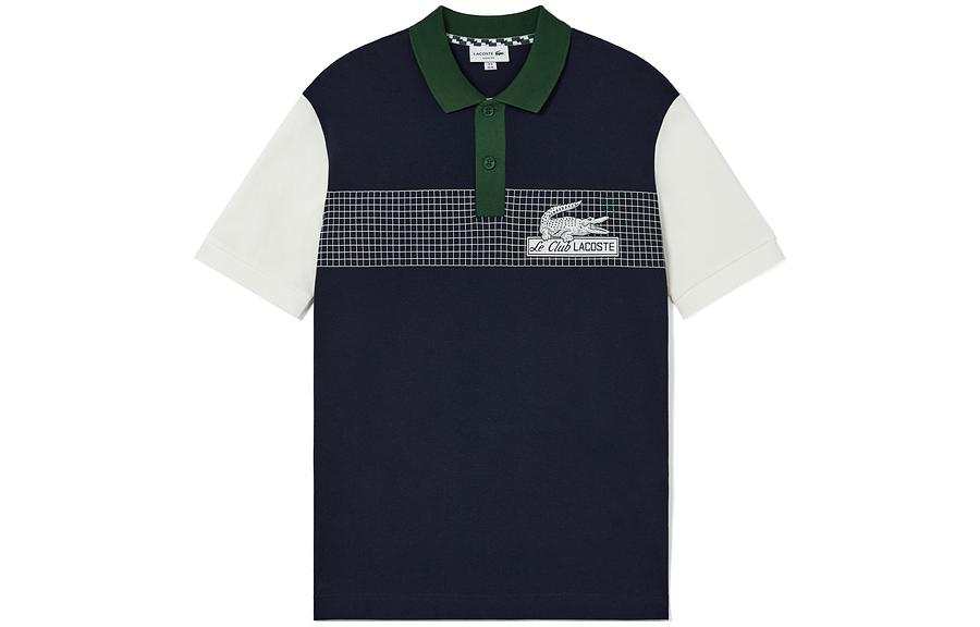 LACOSTE Polo Shirts Men's Navy Polo Collar Moderate Straight Fit