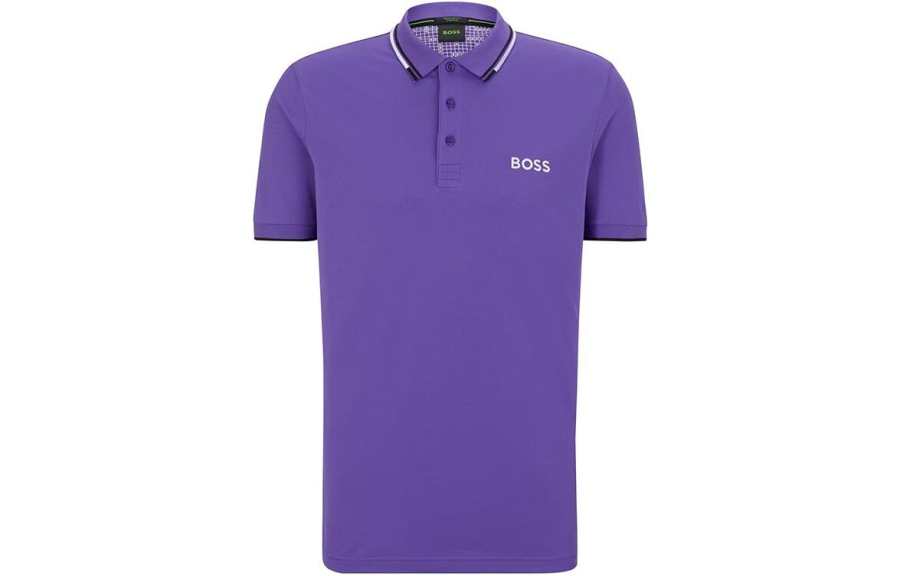 HUGO BOSS Polo Shirts Men's Purple Polo Collar Moderate Straight Fit