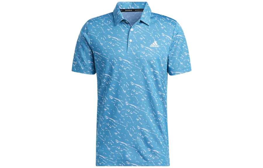 Adidas Adidas Polo Shirts Men's Aqua Blue Polo Collar Moderate Straight Fit