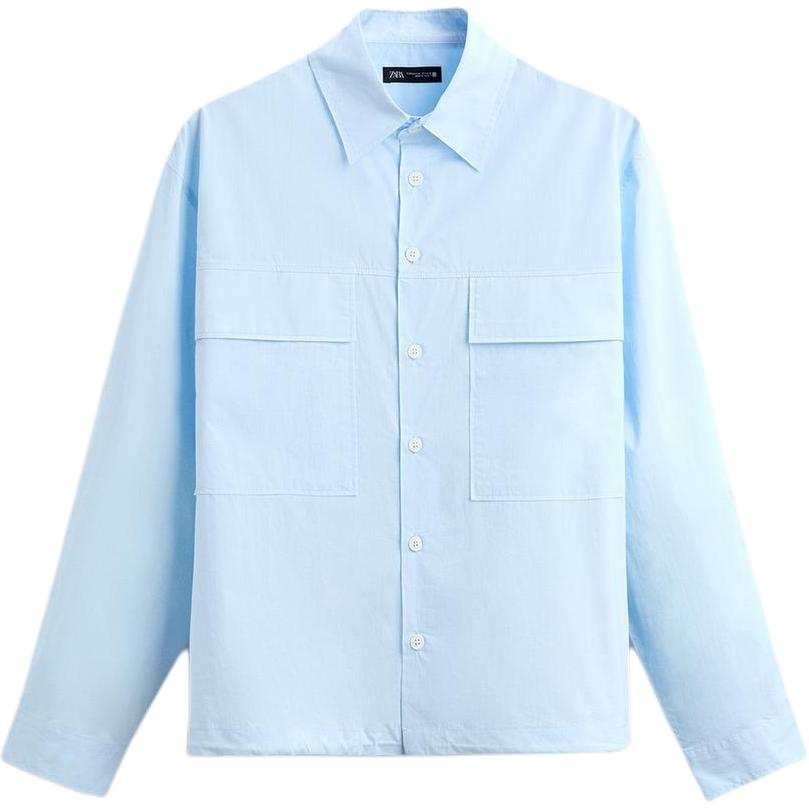 ZARA ZARA Shirts Men's Sky Blue Lapel Moderate