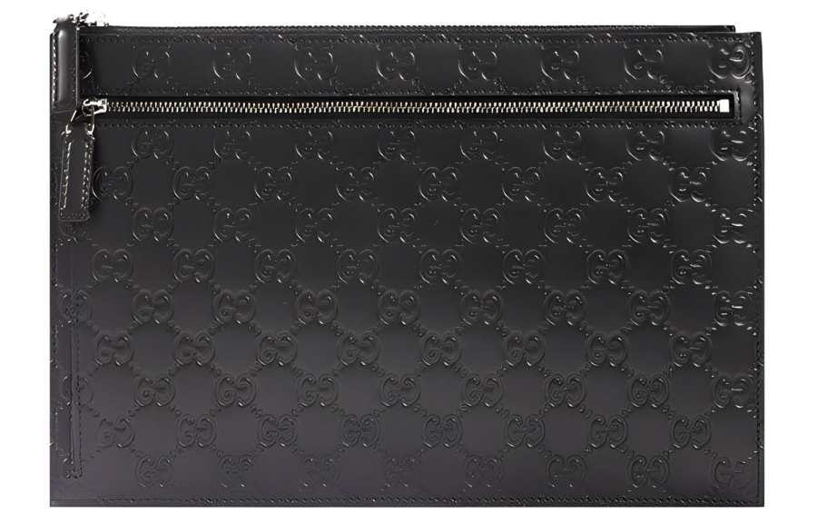 GUCCI Cow Leather Clutch Men's Black