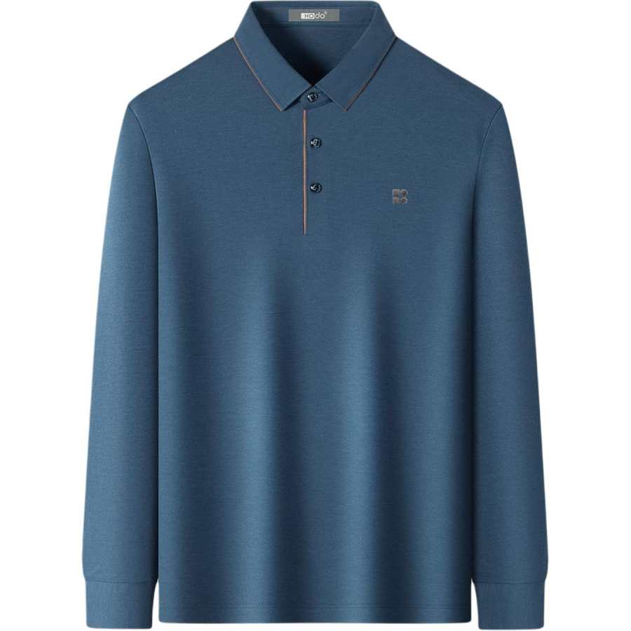 Hodo Polo Shirts Men's Blue Polo Collar Moderate Straight Fit