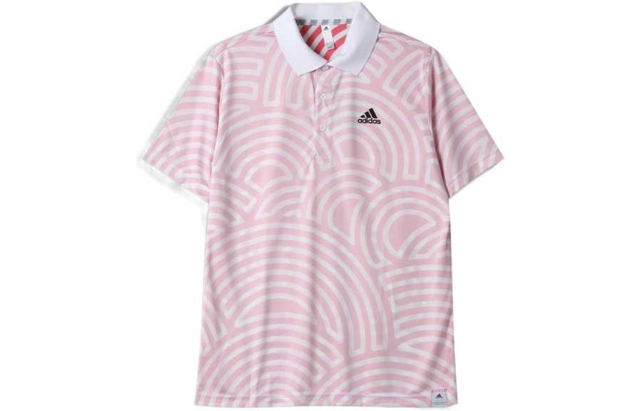 Adidas Adidas Polo Shirts Men's Pink Polo Collar Moderate Straight Fit