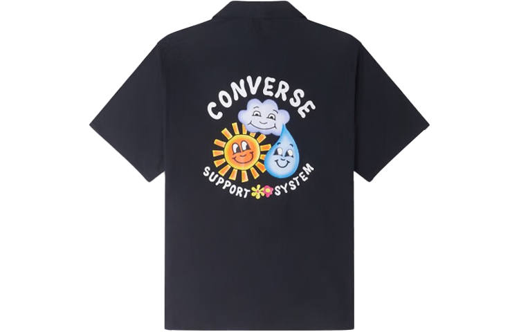 Converse Converse Shirts Men's Black Lapel Moderate Shirt