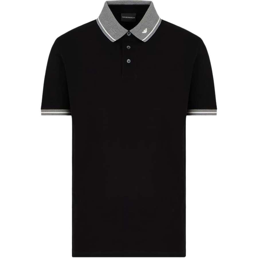 EMPORIO ARMANI Piped Collar Piqué Polo Shirt