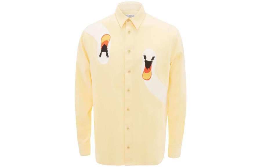 JW Anderson FW22 Men Graphic Print Button-Up Shirt Yellow