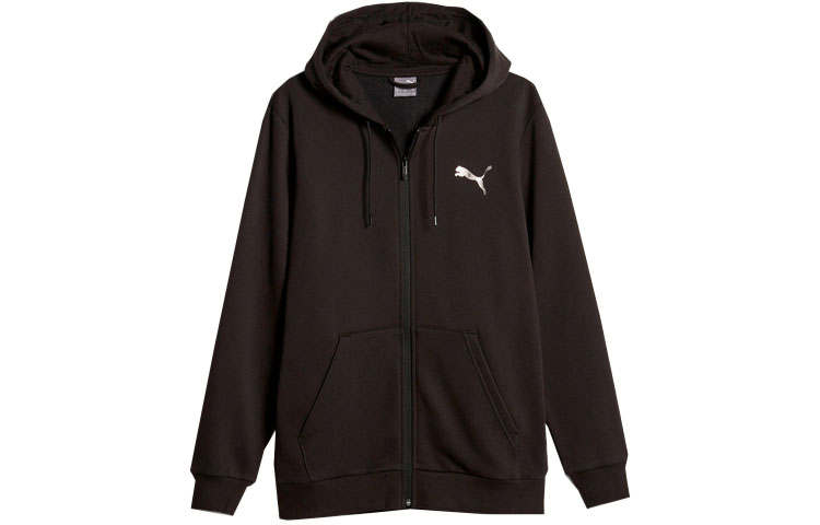 PUMA Sweatshirts Men's Black Hooded Moderate Cardigan
