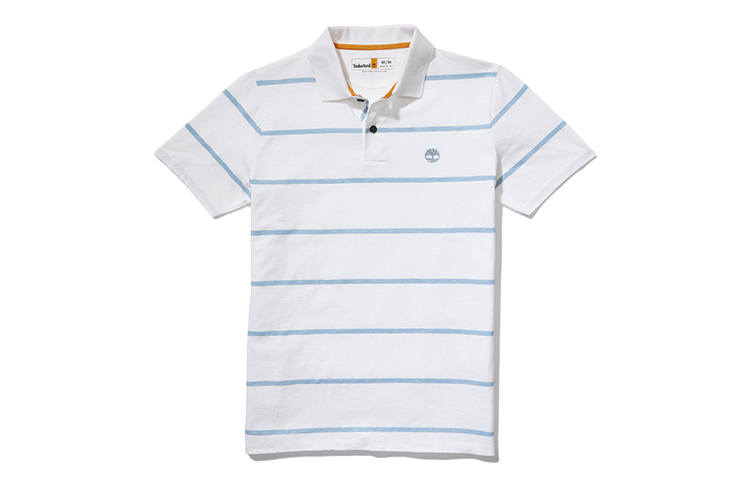 Timberland Men's Striped Pullover Short-Sleeve Polo Shirt White