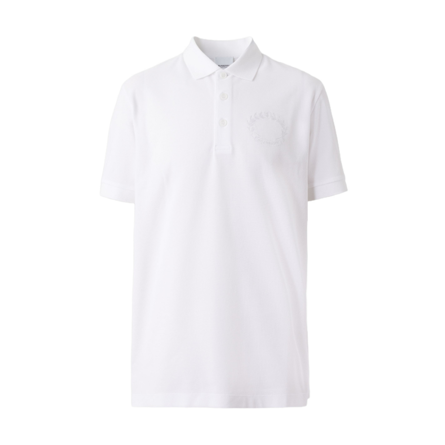 Burberry Embroidered Oak Leaf Crest Piqué Polo Shirt