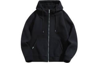 Universal Templates Solid Color Loose Fit Casual Thickened And Fleece Lined Hooded Cardigan Sweatshirt Unisex