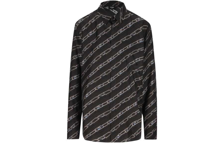 FENDI Logo Printed Long Sleeved Shirt